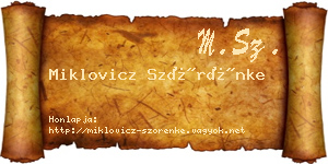 Miklovicz Szörénke névjegykártya